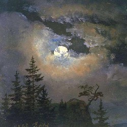 A Cloud and Landscape Study by Moonlight - Johan Christian Dahl