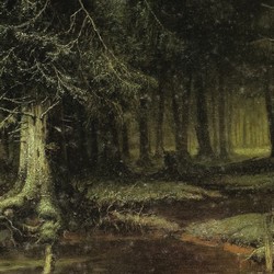 A look into the forest at dawn - Julius von Klever