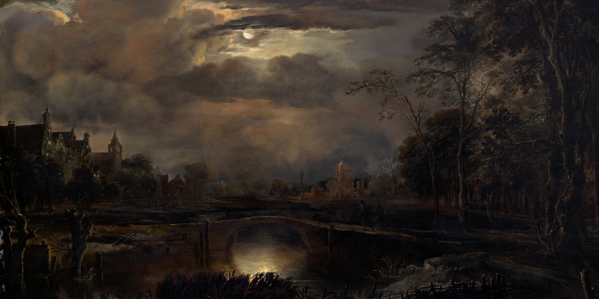 Moonlit Landscape with Bridge - Aert van der Neer (1604–1677)