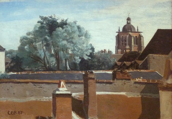 Orléans, vue prise d'une fenêtre en regardant la tour Saint-Paterne - Jean-Baptiste Camille Corot