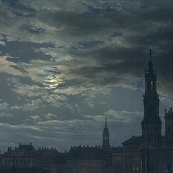 View of Dresden by Moonlight - Johan Christian Dahl