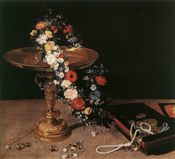 Still-Life with Garland of Flowers and Golden Tazza - Jan Brueghel the Elder